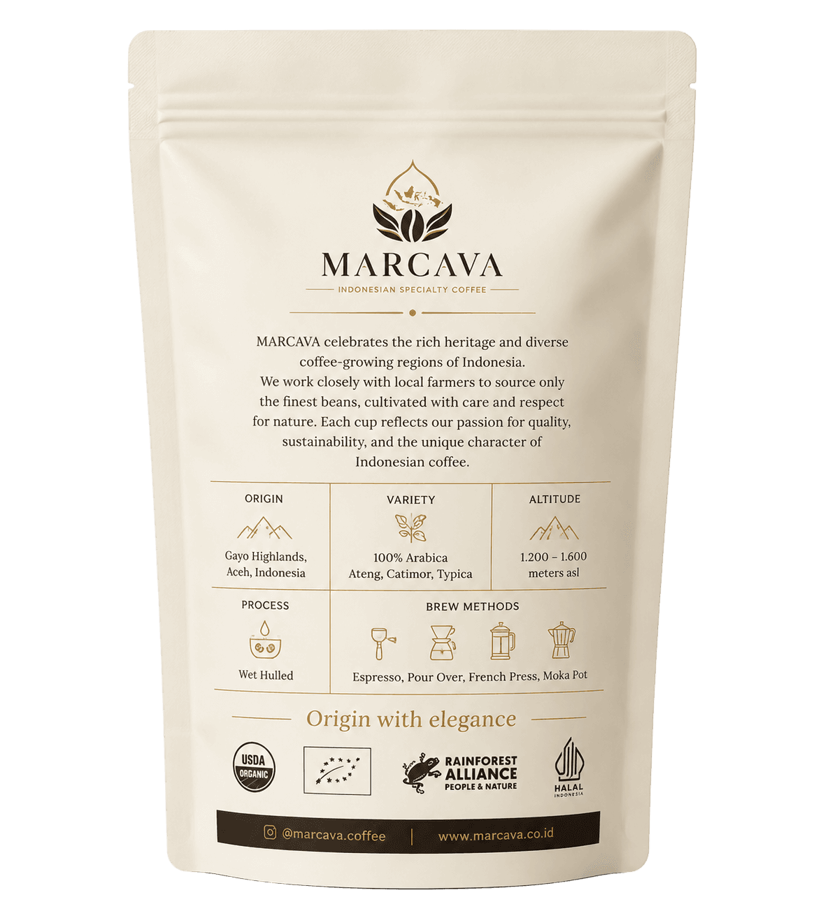 Roasted Bean Arabika Gayo 500g — belakang